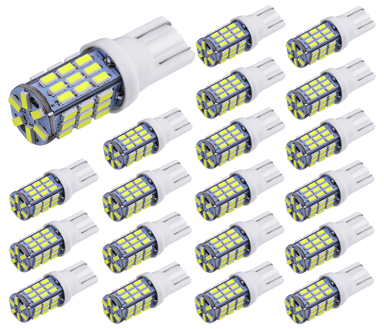 Aucan 20pcs Super Bright RV Trailer T10 921 194 42-SMD 12V Car Backup Reverse LED Lights Bulbs Light Width Lamp Xenon White